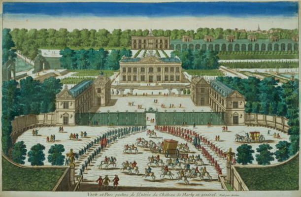 View and Perspective of the Entrance to the Chateau of Marly, engraved by Antoine Aveline (1691-1743 od French School, (18th century)