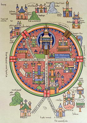 Map of Jerusalem and Palestine, Including the Sacred Sites and the Temple of Solomon (colour litho) od French School, (19th century)