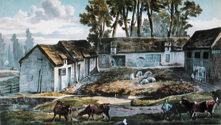 Mr Vandercolme's farm at Armbouts-Cappel (Nord) before the improvement of the manure pit, 1867 (colo od French School, (19th century)