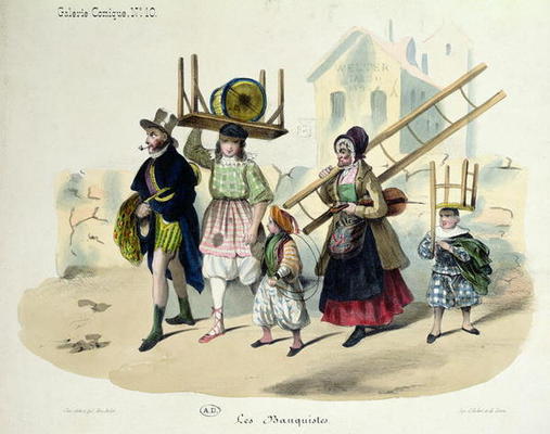 The Banquistes, c.1820-30 (colour litho) od French School, (19th century)