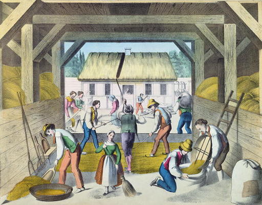 Work in the Farmyard, probably in Eastern France, 2nd half 19th century (colour litho) od French School, (19th century)