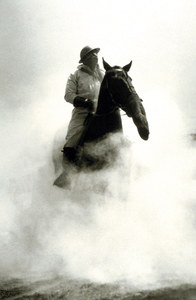 Soldier and Horse wearing a gas mask during the Battle of Verdun od French Photographer, (20th century)