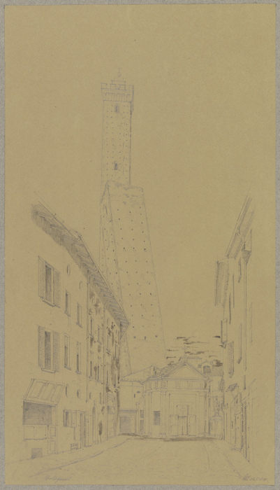Die Torre Garisenda und Asinelli in Bologna od Friedrich Wilhelm Ludwig
