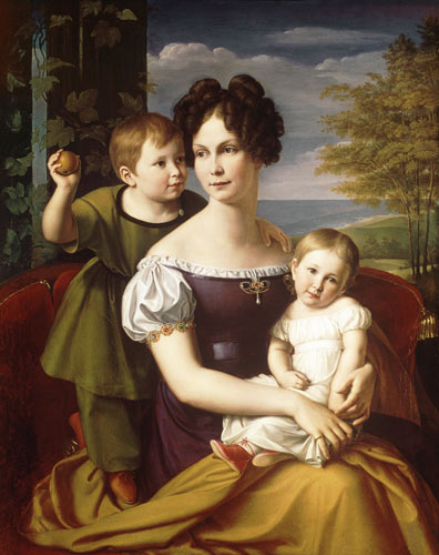 Grand Duchess Alexandrine of Mecklenburg with her two Children od Friedrich Wilhelm von Schadow