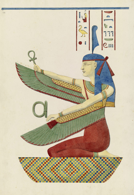 Die ägyptische Göttin Maat sowie Hieroglyphen od Friedrich Maximilian Hessemer