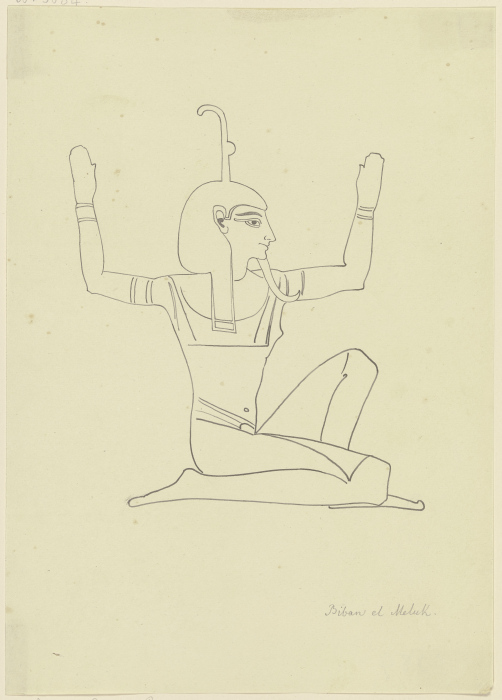 Darstellung eines adorierenden Ägypters im Tal der Könige od Friedrich Maximilian Hessemer