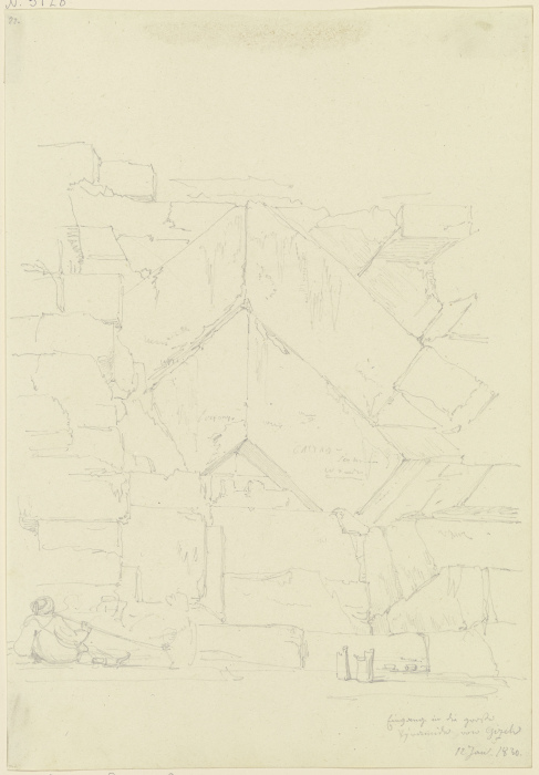 Eingang in die Cheops-Pyramide von Giseh od Friedrich Maximilian Hessemer