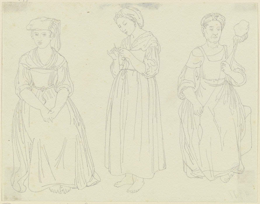 Figurenstudie von drei Frauen od Friedrich Maximilian Hessemer