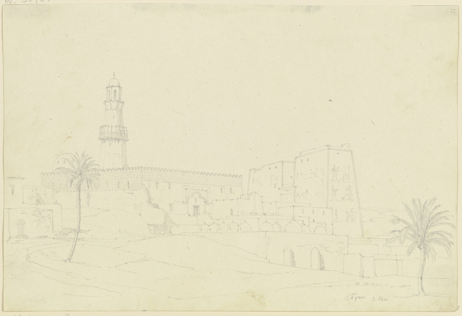 Horustempel und Moschee in Edfu od Friedrich Maximilian Hessemer