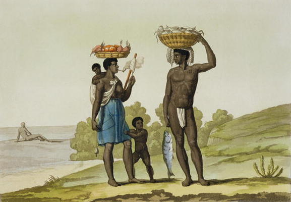 A slave family of the Loango tribe, Surinam, from 'Le Costume Ancien et Moderne', Volume II, plate 6 od G. Bramati