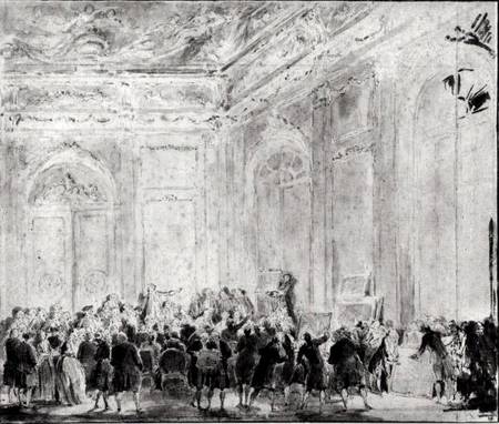 Scene with a Sale of Paintings od Gabriel de Saint-Aubin