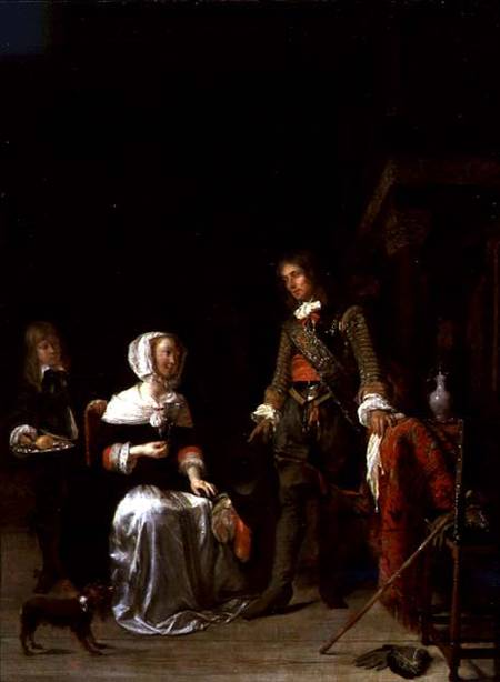 A Soldier Visiting a Young Lady od Gabriel Metsu