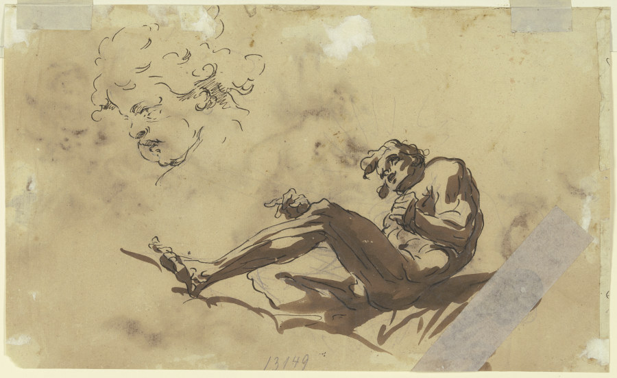 Ein liegender Männerakt sowie das Gesicht eines Knaben im Profil od Gaspare Diziani