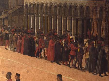 Procession in St. Mark's Square, detail of musicians od Gentile Bellini