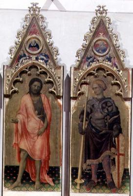 Two saints from the Quaratesi Polyptych: St. John the Baptist and St. George 1425 (tempera on panel) od Gentile da Fabriano