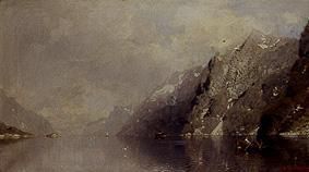 Boats in the Sognefjord. od Georg Anton Rasmussen