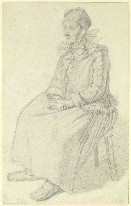 Sitzende Bauersfrau mit in den Schoß gelegten Händen od Georg Friedrich Kersting