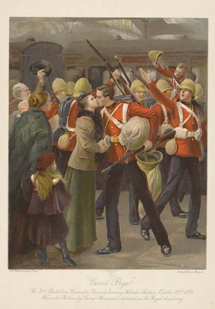 Good bye! The 3rd Battalion Grenadier Guards Leaving Waterloo Station od George Harcourt