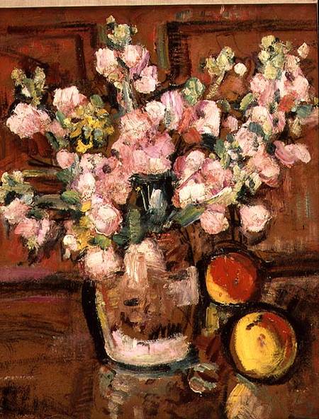 A Still Life of Fruit and Flowers od George Leslie Hunter