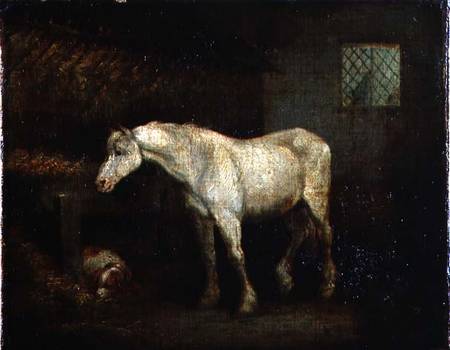 An Old Grey Mare at a Manger od George Morland
