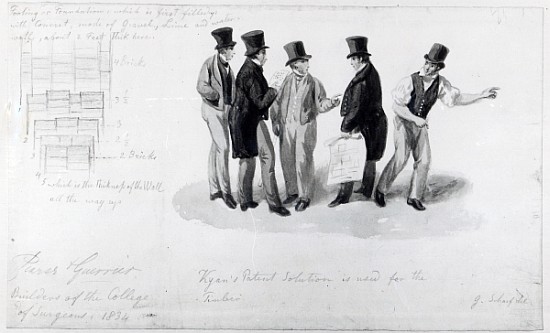 Builders, surveyors and architects at the building of the Royal College of Surgeons od George the Elder Scharf