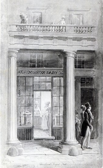 Westminster Diary, The Quadrant, Regent Street, London 1825 od George the Elder Scharf