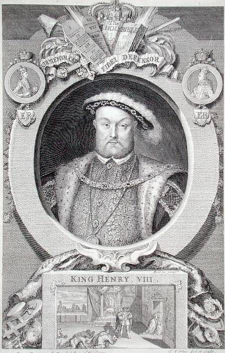 Henry VIII (1491-1547), after a painting in the Royal Gallery at Kensington od George Vertue