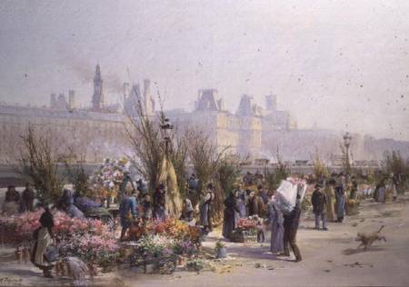 Flower Market by the Seine od Georges Fraipont