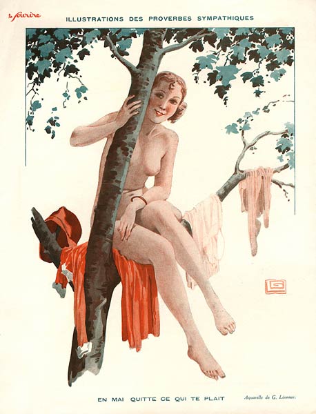 En mai quitte ce qui te plait, illustration from ''Le Sourire'', 1920s (colour litho)  od Georges Leonnec