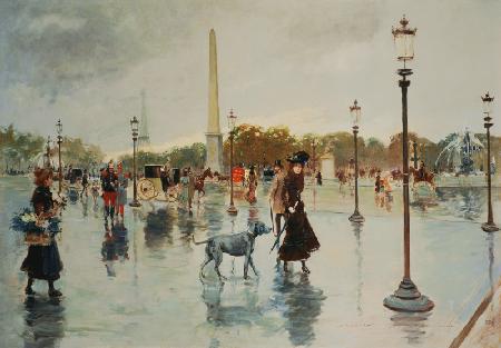 On the Place de's La Concorde in the rain