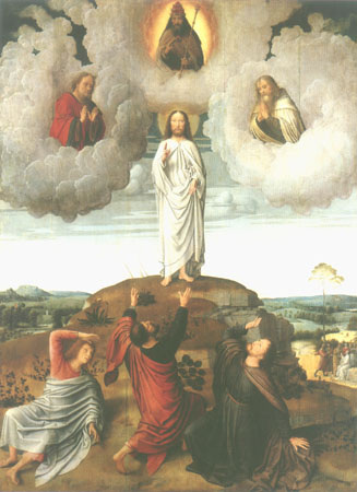 Transfiguration Jesu (middle panel of a Tryptichons) od Gerard David