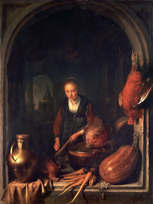 G.Dou / Cleaning carrots / no date od Gerard Dou