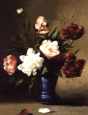 Peonies in a Blue Vase