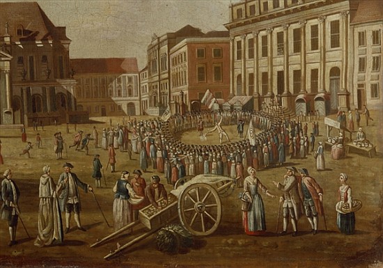 Street performers in the Alter Markt, 1771 (detail from 330438) od German School