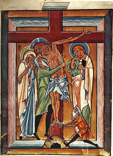 The Descent from the Cross, c.1230 (tempera & gold leaf on vellum) od German School