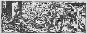 Interior of a Kitchen, from ''Calendarium Romanum'' Jean Staeffler, printed Tubingen, Germany