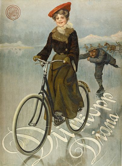 Poster advertising Duerkopp bicycles od German School, (20th century)