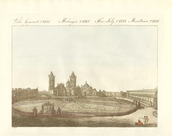 View of the Grand Plaza of Mexico-City in America od German School, (19th century)