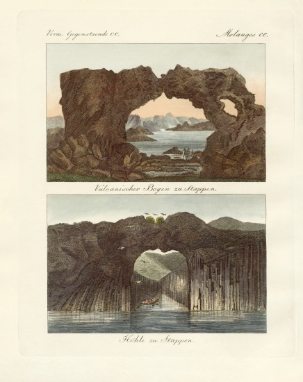 Volcanic arcs and caves od German School, (19th century)