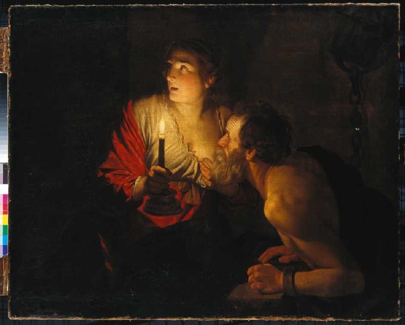 Cimon und Pero. od Gerrit van Honthorst