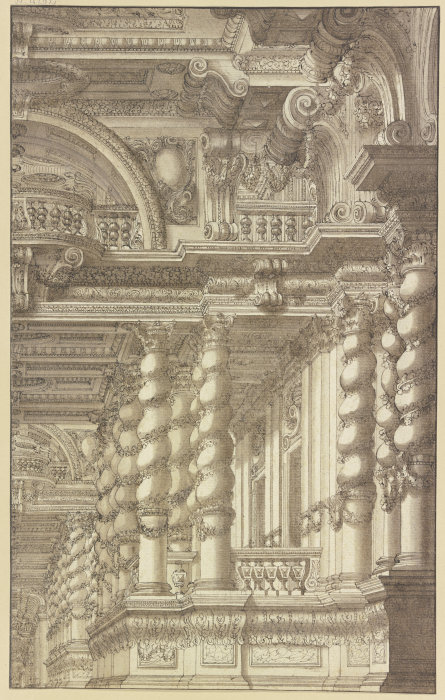 Halle mit gewundenen Säulen od Giacomo Antonio Mannini