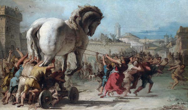 The Procession of the Trojan Horse into Troy od Giandomenico Tiepolo