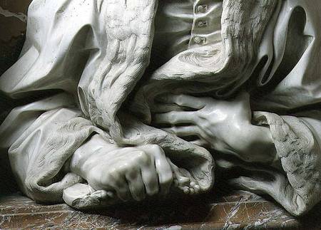 Bust of Gabrielle Fonseca (doctor of Pope Innocent X) detail of hands clutching robe, from the Fonse od Gianlorenzo Bernini