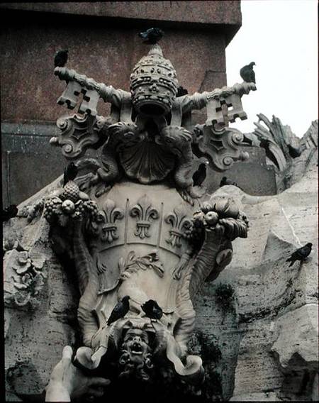 The Fountain of the Four Rivers, detail of the coat of arms of Innocent X (1574-1655) od Gianlorenzo Bernini