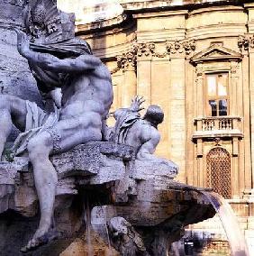 Symbolic figure of the River Nile, from the Fontana dei Quattro Fiumi (Fountain of the Four Rivers)