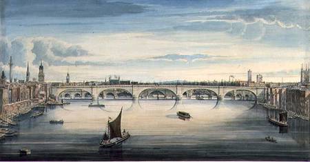 West view of New London Bridge and Old London Bridge od Gideon Yates