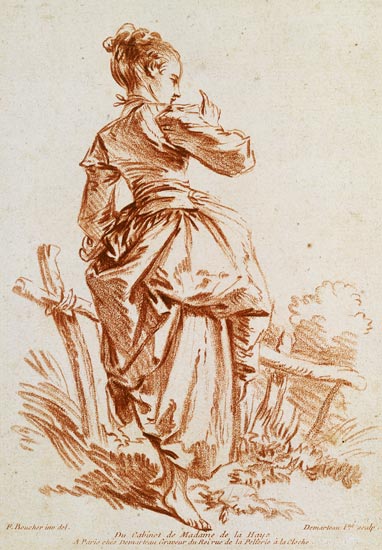 Shepherdess (etching after Boucher) od Giles Demarteau