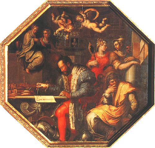 Cosimo I. plans the war against sienna od Giorgio Vasari