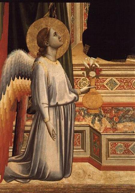 The Madonna di Ognissanti (Detail of Kneeling Angel with Vase of Flowers) od Giotto (di Bondone)