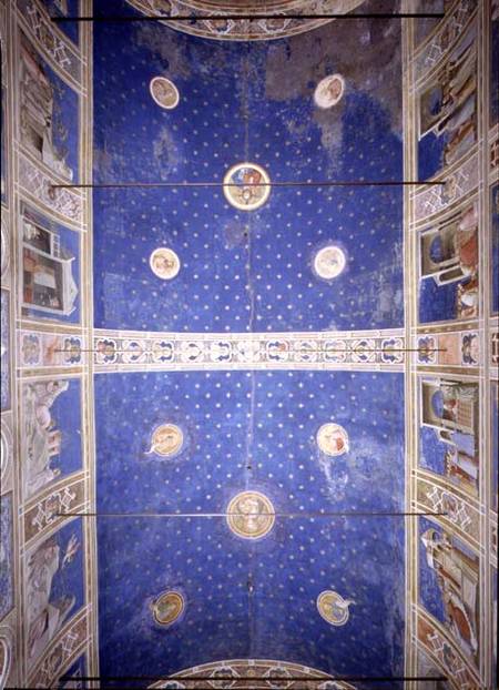 View of the ceiling vault with medallions depicting Christ, Madonna and Child and the Doctors of the od Giotto (di Bondone)
